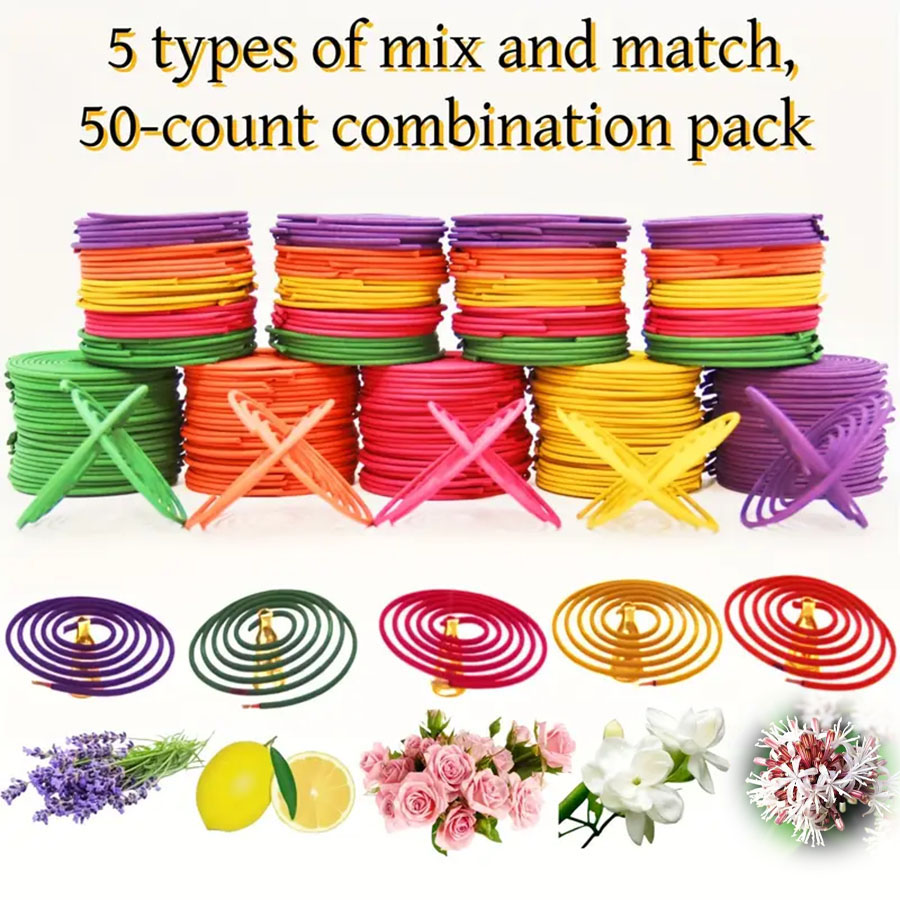Uv Inhibitor Candle - 50pcs Mixed Fragrance Incense Sticks, Spiral
