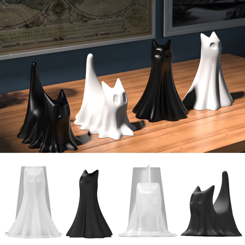 Candle Making Equipment - Ghost Cat Halloween Desktop Ornament Plaster