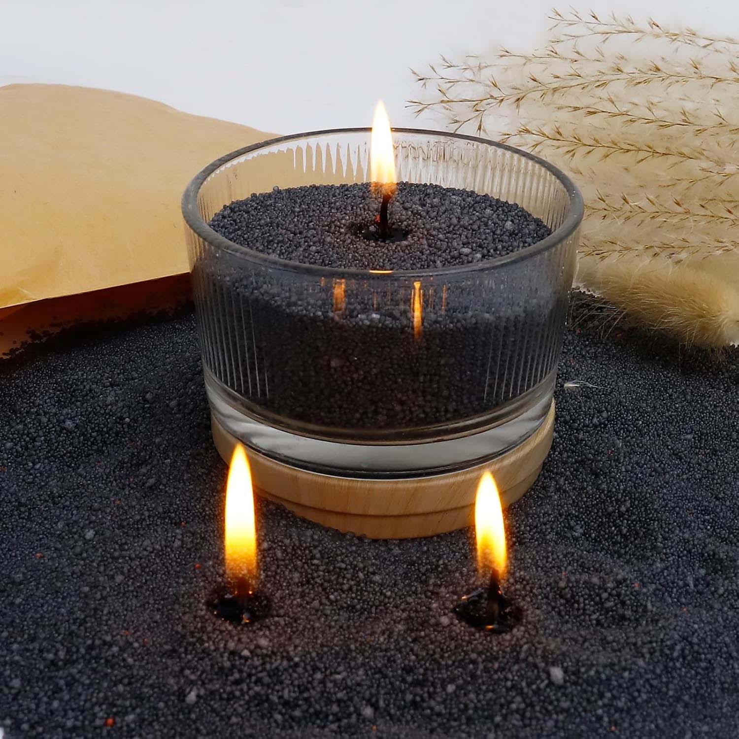Candle Making Equipment - Black Candle Sand with Wick, 200g