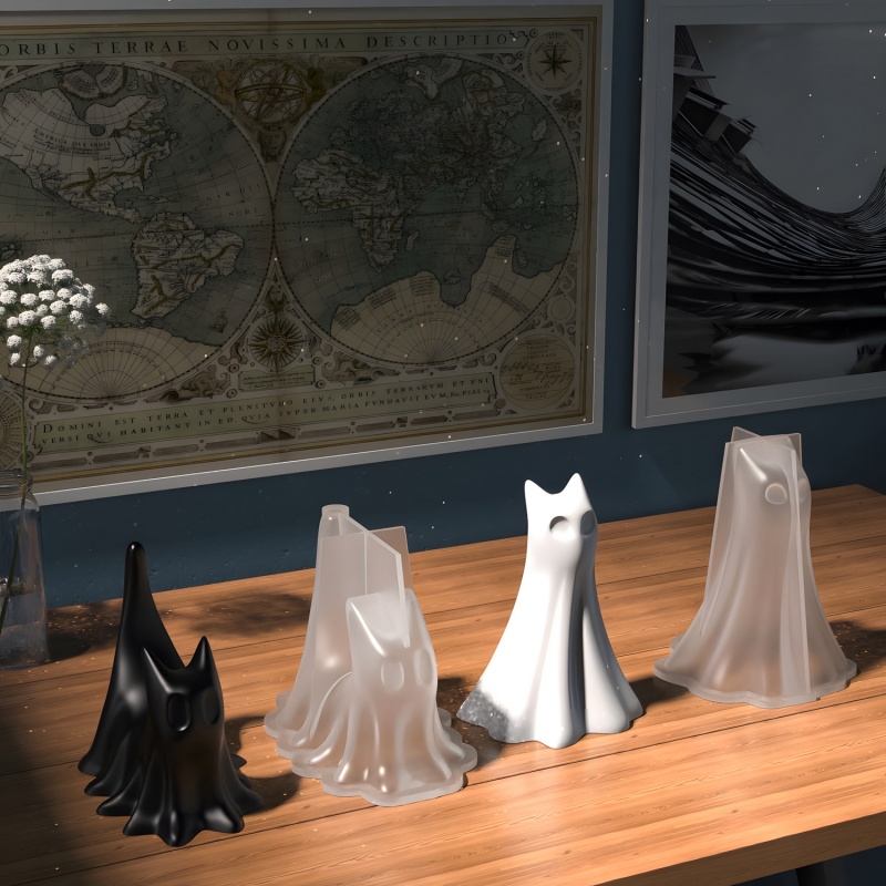 Ghost Cat Halloween Desktop Or - Candle Making Equipment review and price