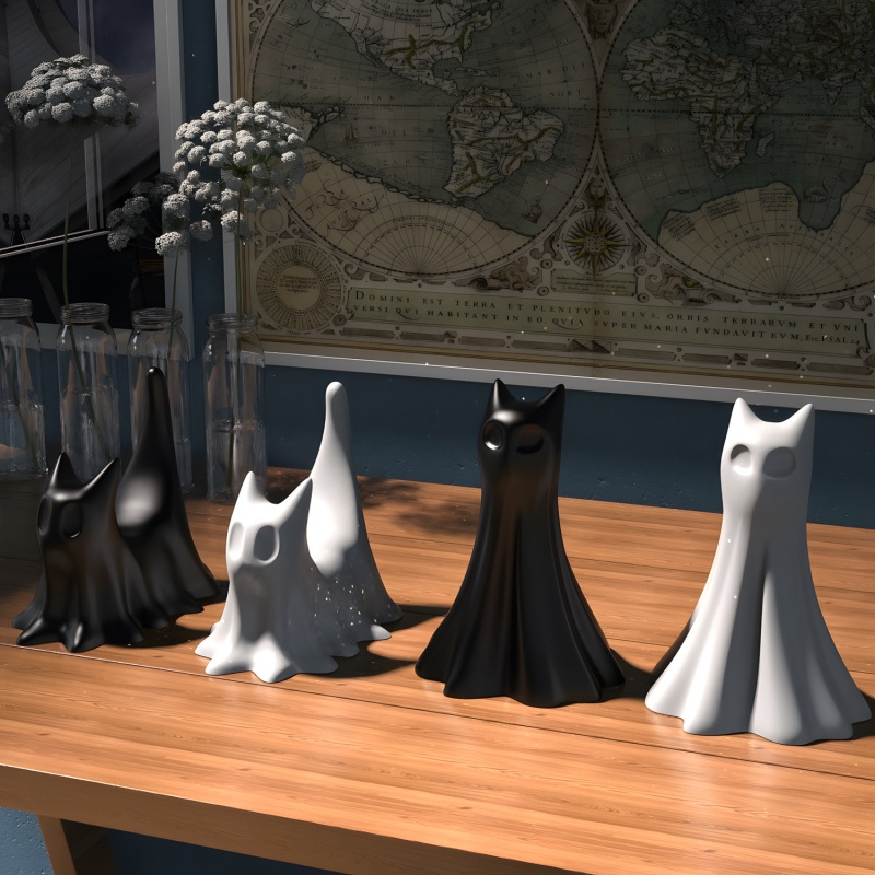 Ghost Cat Halloween Desktop Or - Candle Making Equipment review and price