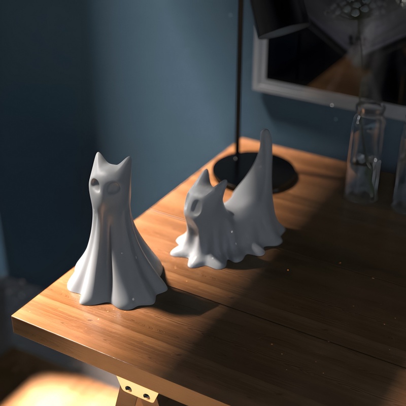 Ghost Cat Halloween Desktop Or - Candle Making Equipment review and price